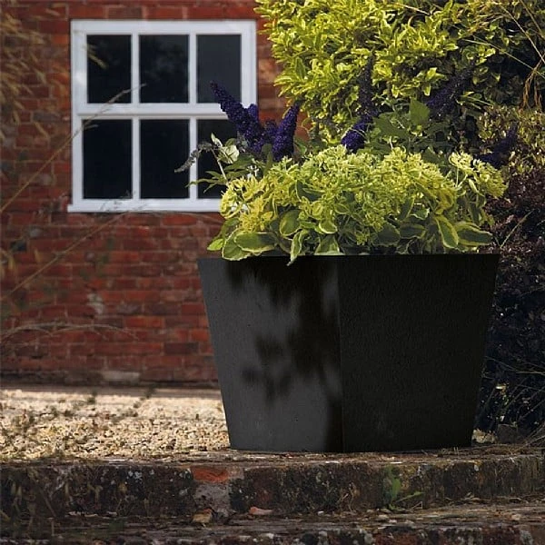 Stewart Garden 48cm Basalt Low Square Planter - Black 4 Stewart Garden 48cm Basalt Low Square Planter - Black - Image 2
