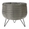 KOOPMAN Light Grey Basket Planter With Legs 20cm 1 KOOPMAN Light Grey Basket Planter With Legs 20cm -PlantEra Shop 1228062