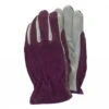 Deluxe Premium Leather & Suede Gloves Plum - Medium -PlantEra Shop 42928