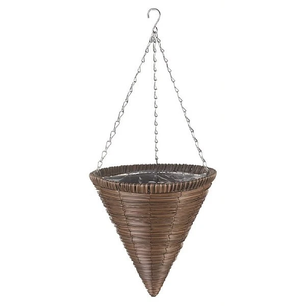 Smart Garden Chestnut Faux Rattan Hanging Cone - 14'' 3 Smart Garden Chestnut Faux Rattan Hanging Cone - 14''