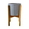 Ivyline Anzio Warm Grey Pot Cover With Wooden Stand -PlantEra Shop ANZWMGREY