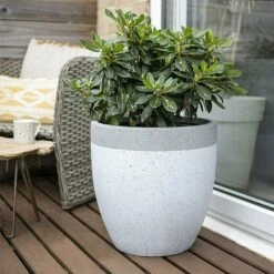 Apta Granito Two Tone White Rim Grey Body Planter 5 Apta Granito Two Tone White Rim Grey Body Planter -PlantEra Shop GRAN2TONE 1